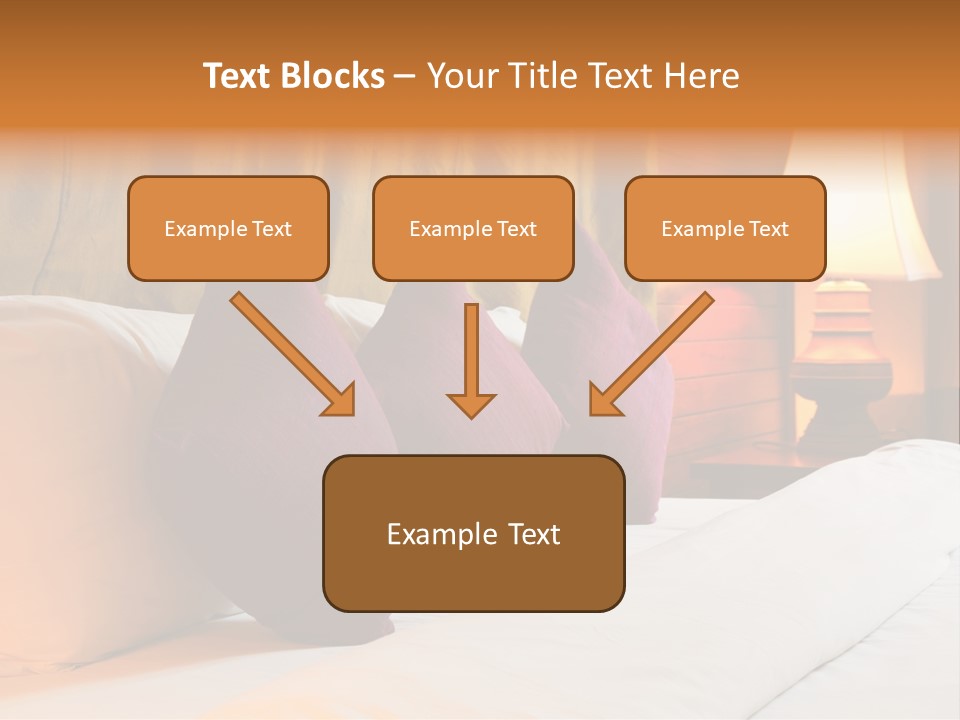 A Bed With Three Pillows And A Lamp PowerPoint Template