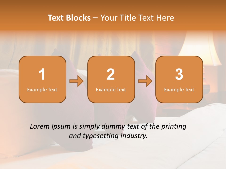 A Bed With Three Pillows And A Lamp PowerPoint Template