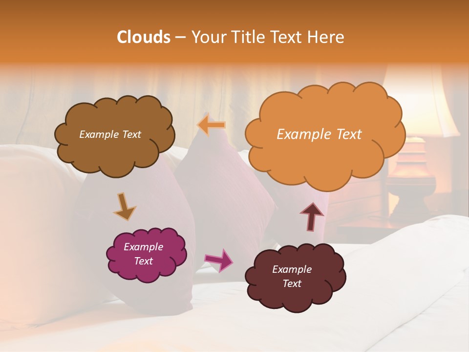 A Bed With Three Pillows And A Lamp PowerPoint Template