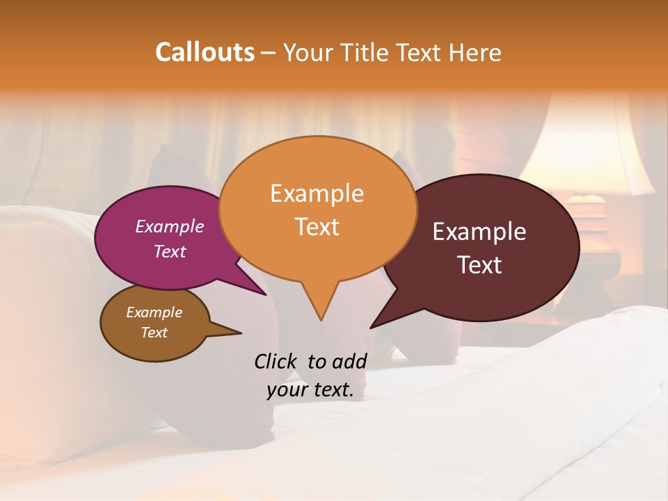 A Bed With Three Pillows And A Lamp PowerPoint Template