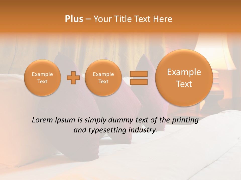 A Bed With Three Pillows And A Lamp PowerPoint Template