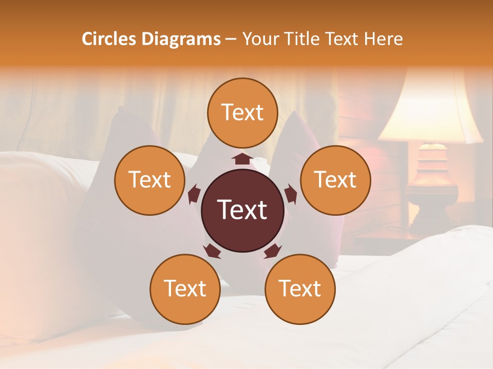 A Bed With Three Pillows And A Lamp PowerPoint Template