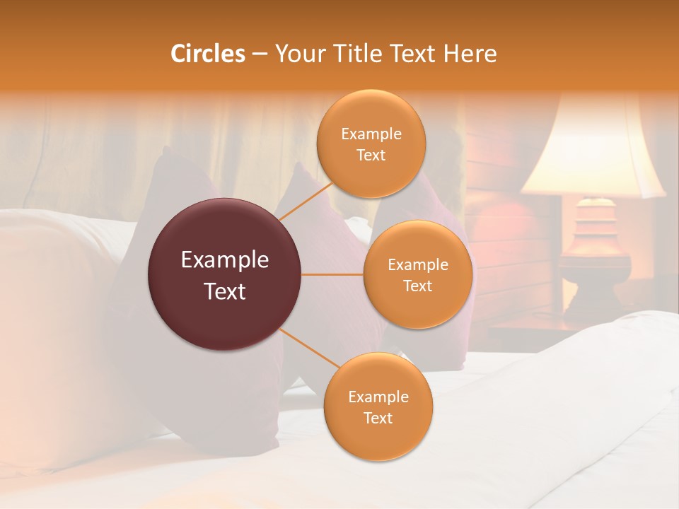 A Bed With Three Pillows And A Lamp PowerPoint Template