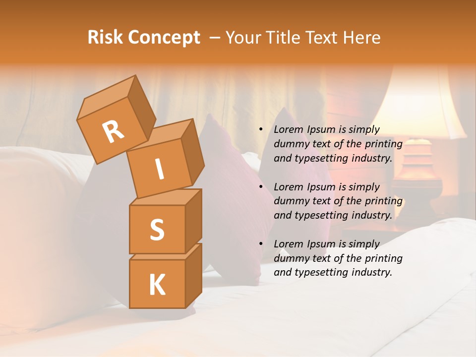 A Bed With Three Pillows And A Lamp PowerPoint Template