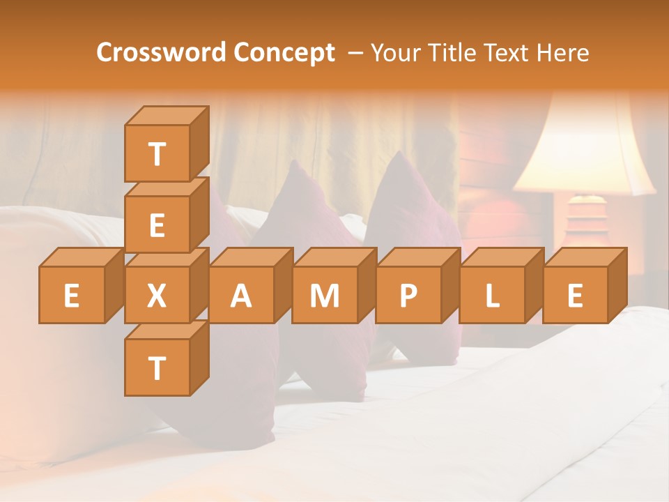 A Bed With Three Pillows And A Lamp PowerPoint Template