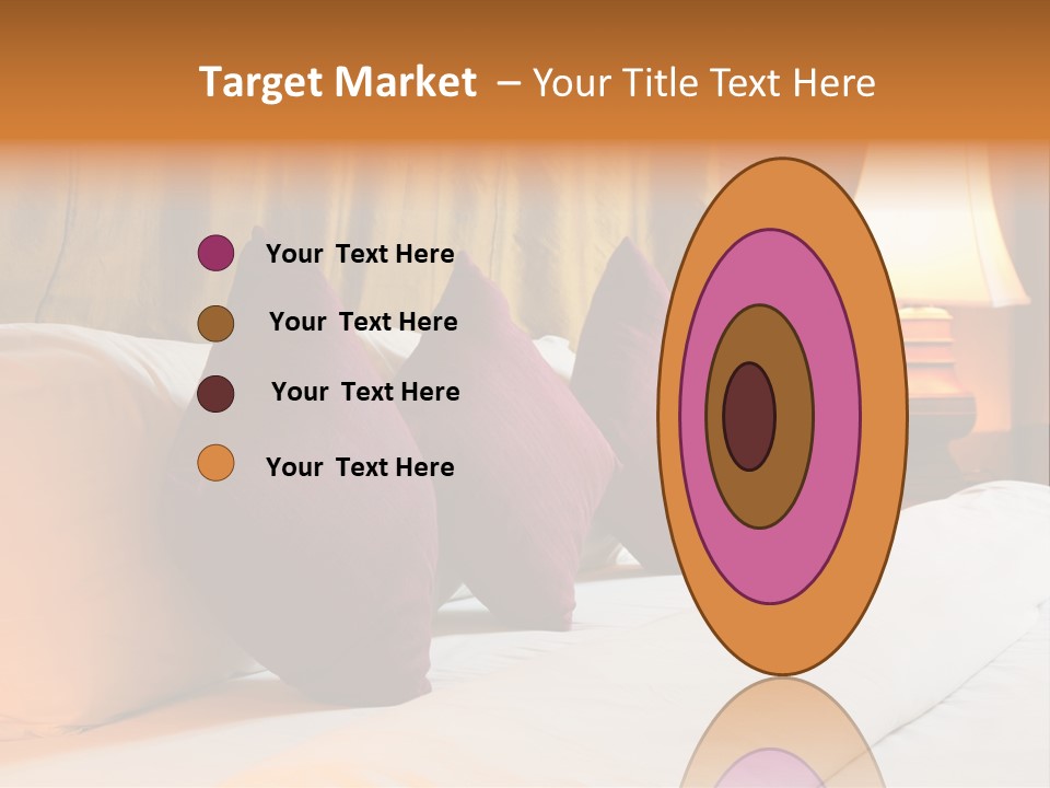 A Bed With Three Pillows And A Lamp PowerPoint Template