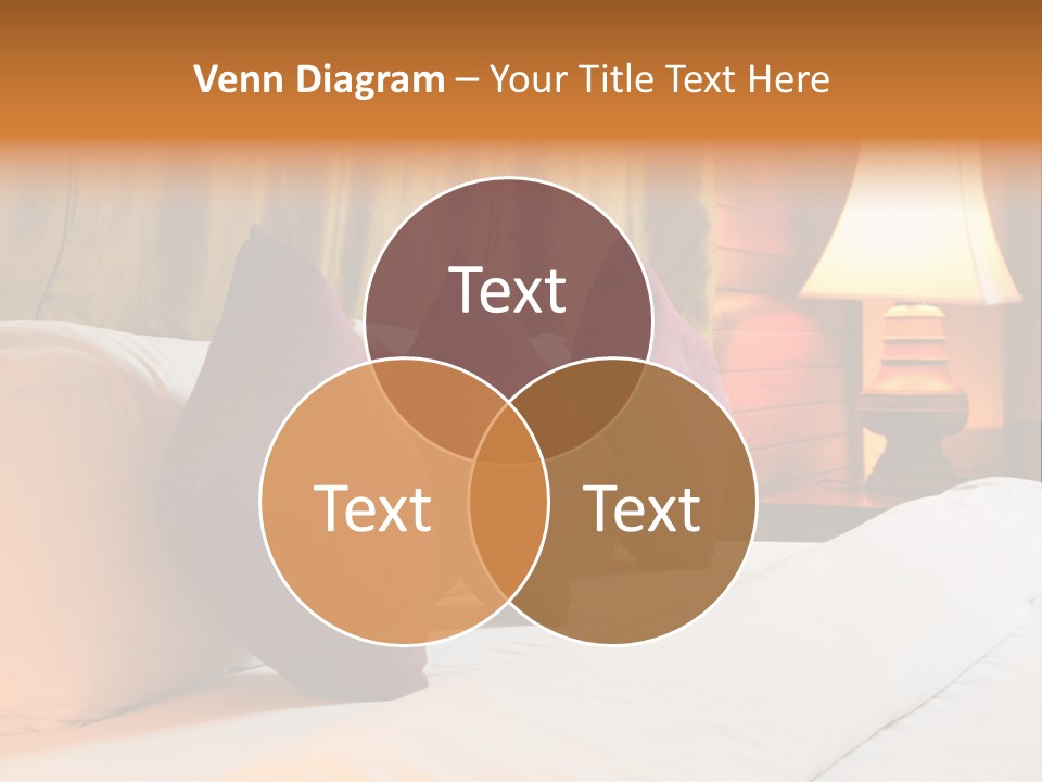 A Bed With Three Pillows And A Lamp PowerPoint Template