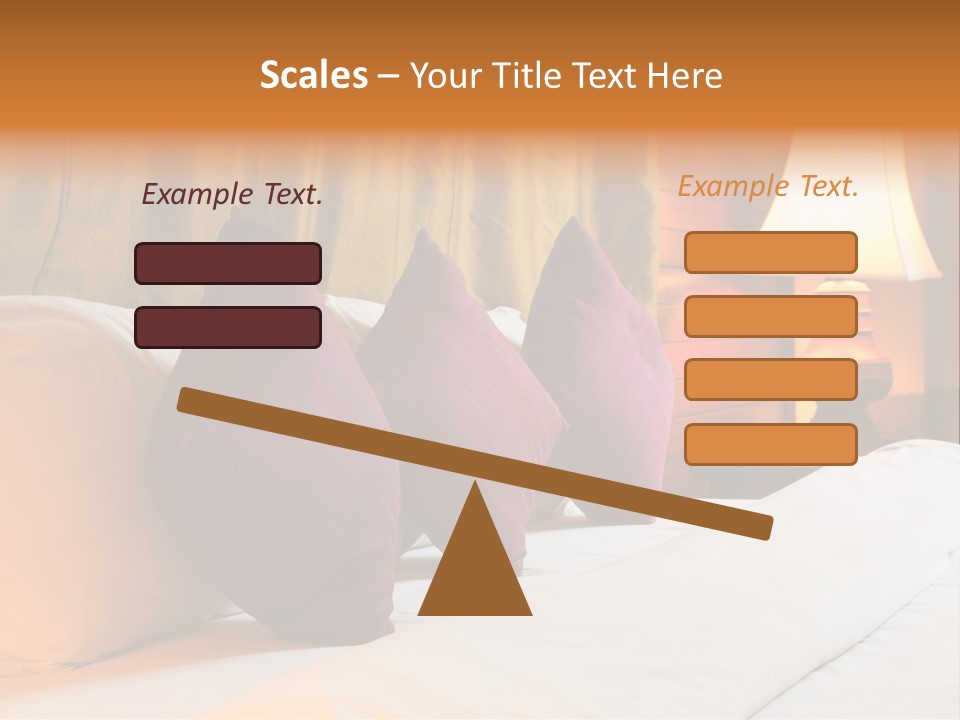 A Bed With Three Pillows And A Lamp PowerPoint Template