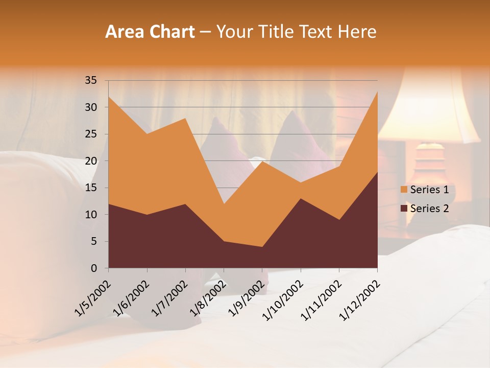 A Bed With Three Pillows And A Lamp PowerPoint Template