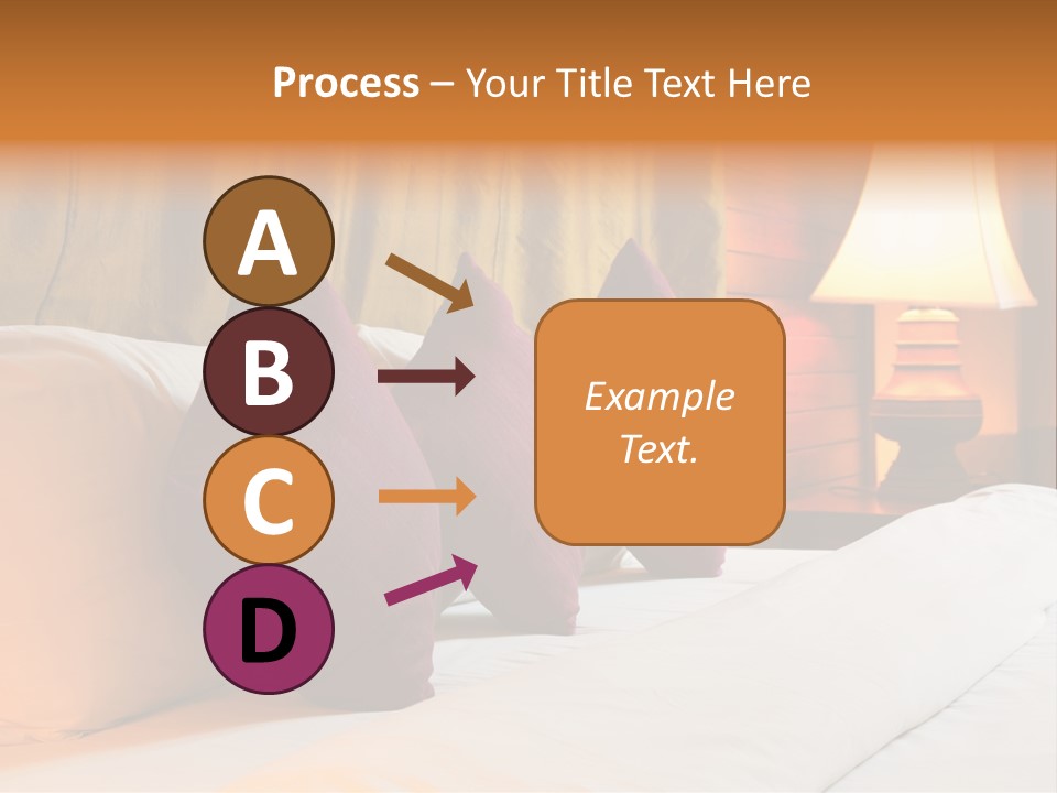 A Bed With Three Pillows And A Lamp PowerPoint Template