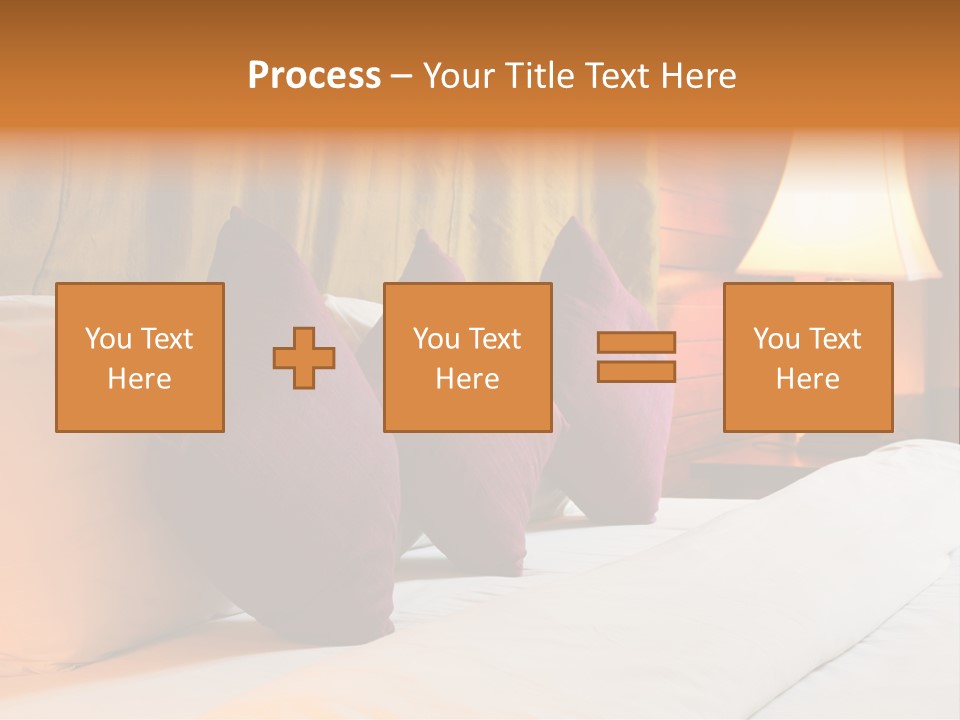 A Bed With Three Pillows And A Lamp PowerPoint Template