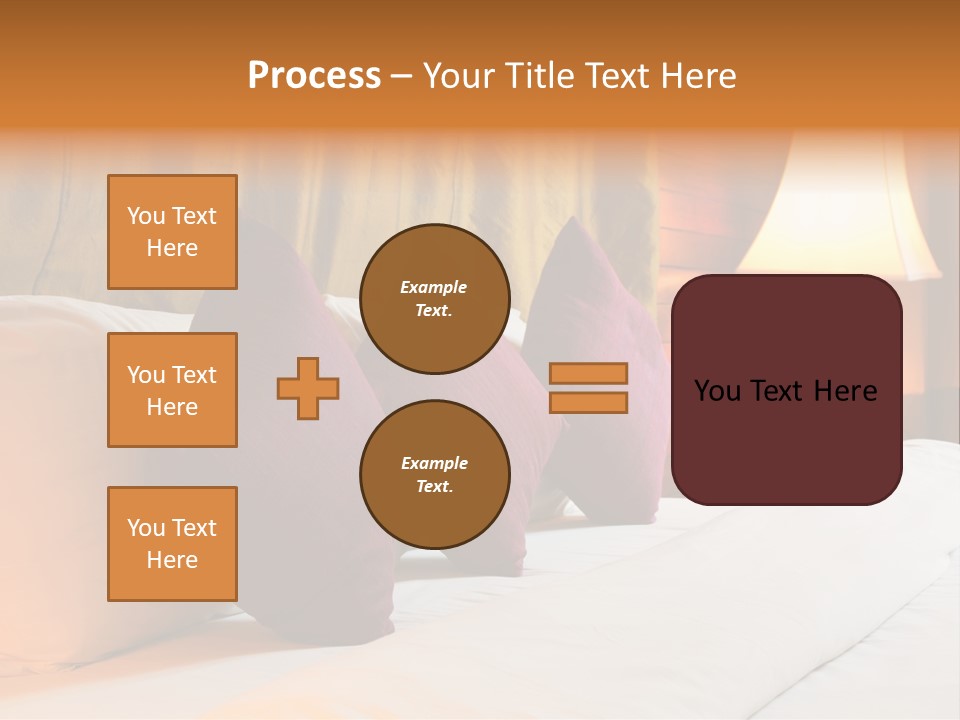 A Bed With Three Pillows And A Lamp PowerPoint Template