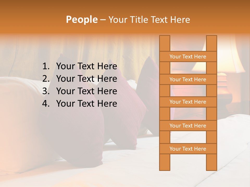 A Bed With Three Pillows And A Lamp PowerPoint Template