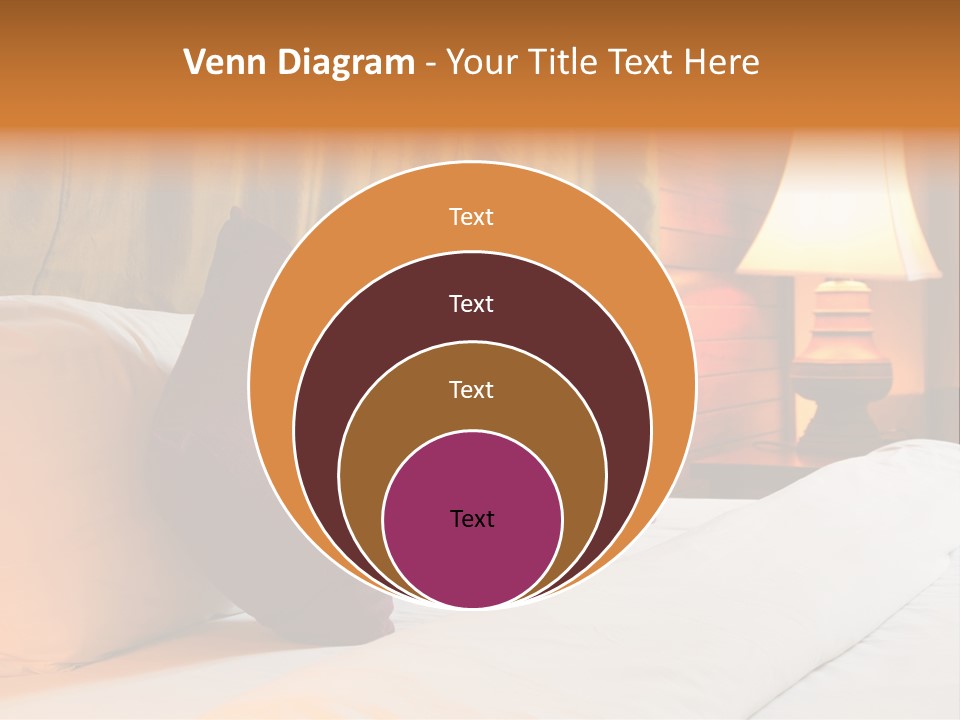 A Bed With Three Pillows And A Lamp PowerPoint Template