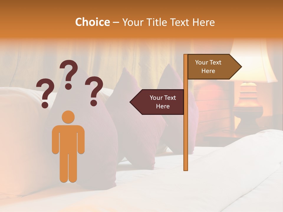 A Bed With Three Pillows And A Lamp PowerPoint Template