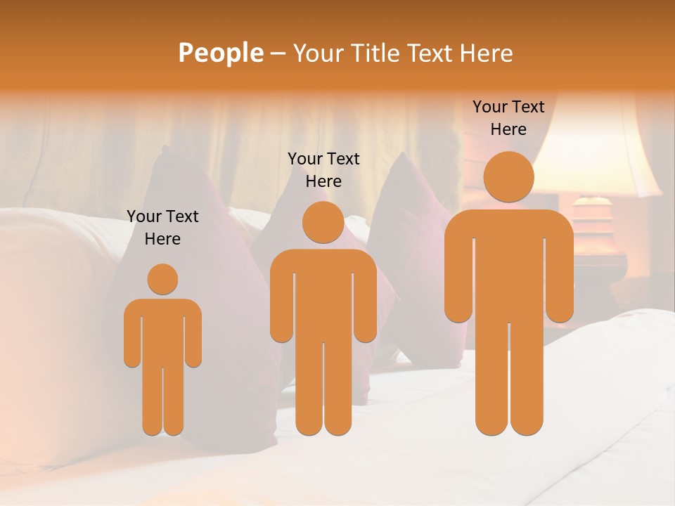 A Bed With Three Pillows And A Lamp PowerPoint Template