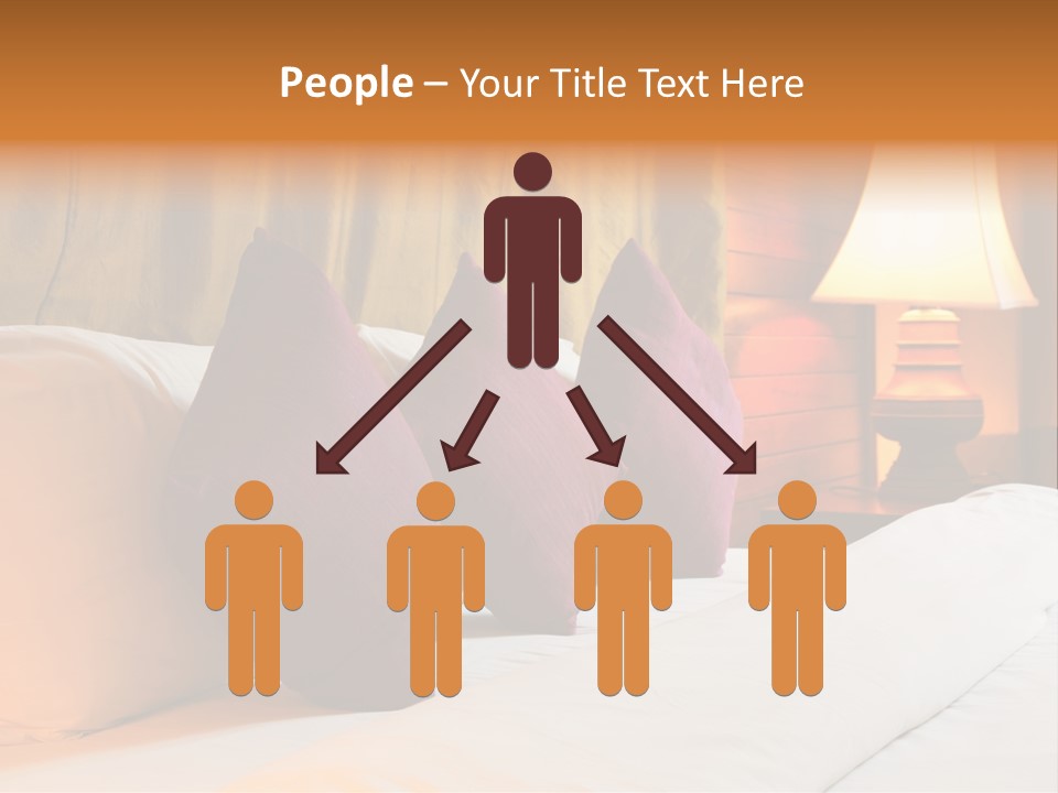 A Bed With Three Pillows And A Lamp PowerPoint Template