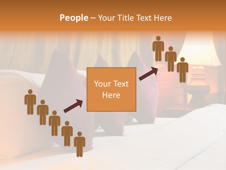 A Bed With Three Pillows And A Lamp PowerPoint Template