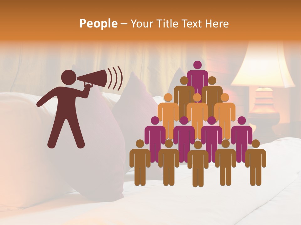 A Bed With Three Pillows And A Lamp PowerPoint Template