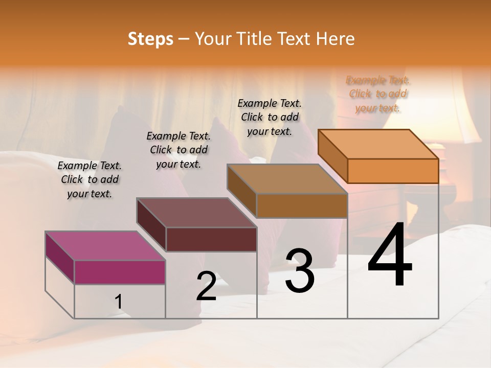 A Bed With Three Pillows And A Lamp PowerPoint Template