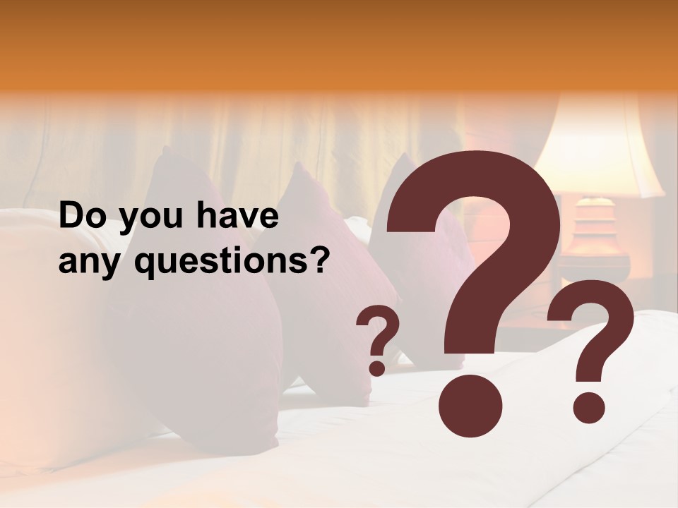 A Bed With Three Pillows And A Lamp PowerPoint Template