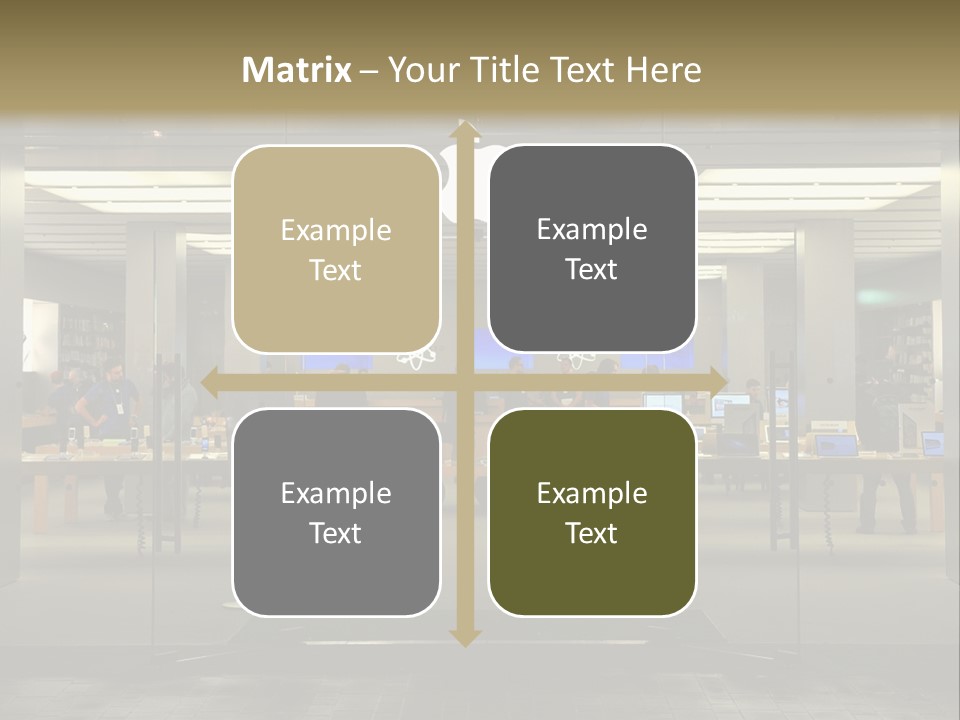 A Group Of People Standing Inside Of An Apple Store PowerPoint Template