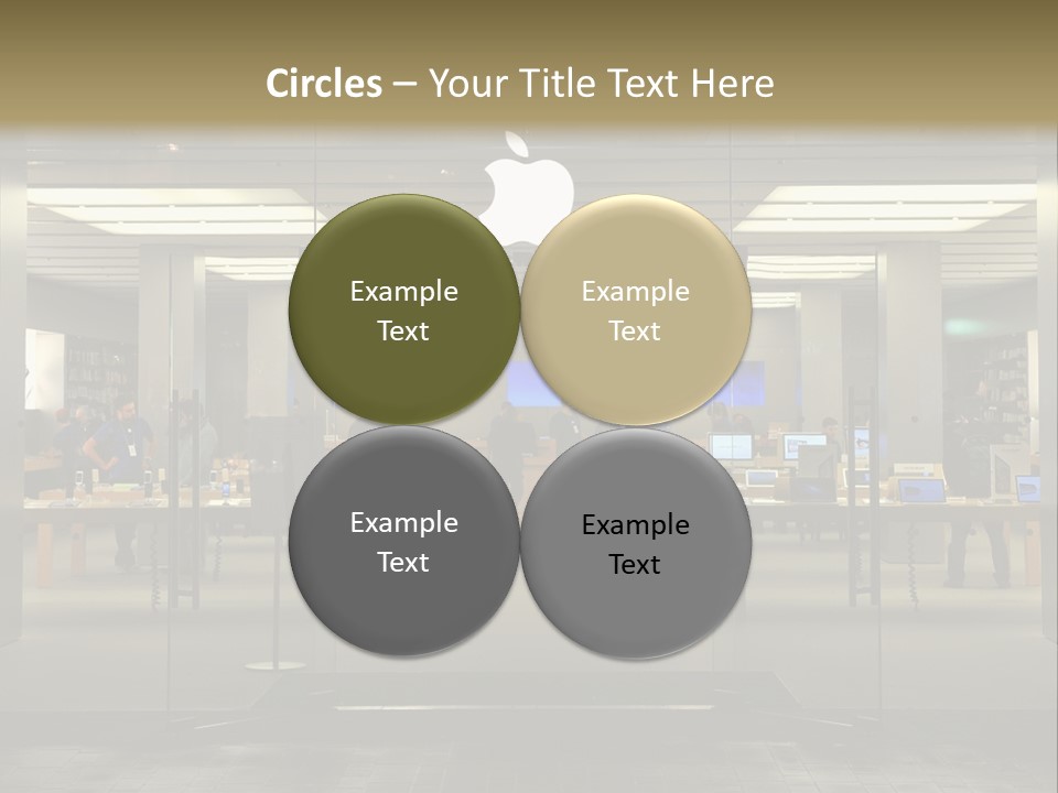 A Group Of People Standing Inside Of An Apple Store PowerPoint Template