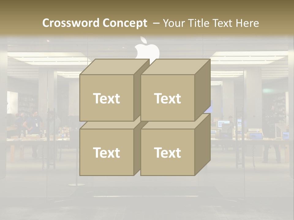 A Group Of People Standing Inside Of An Apple Store PowerPoint Template