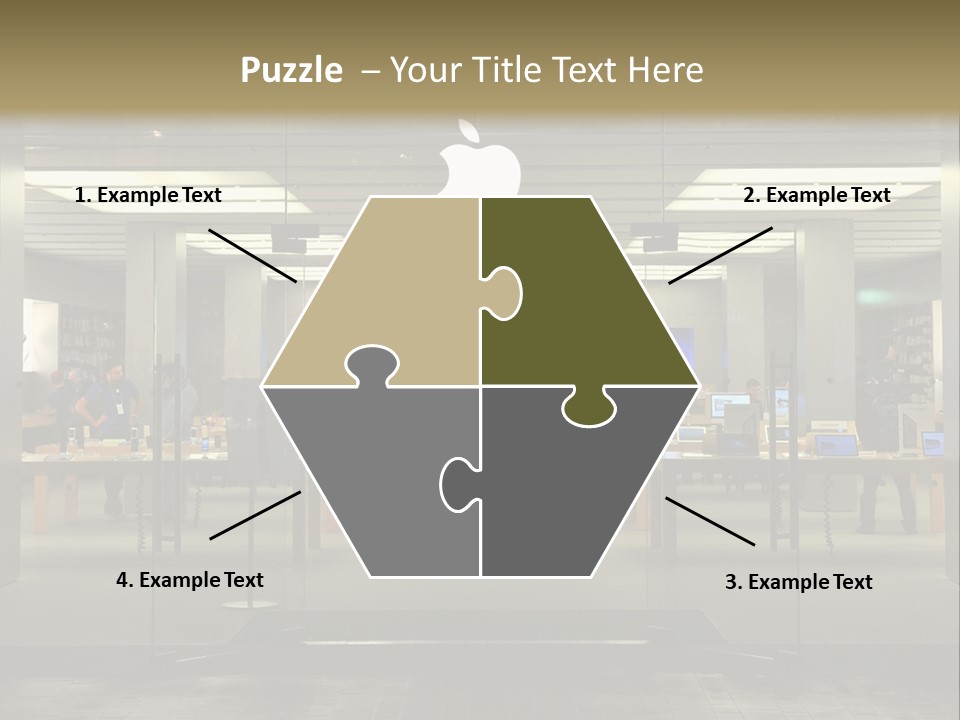 A Group Of People Standing Inside Of An Apple Store PowerPoint Template