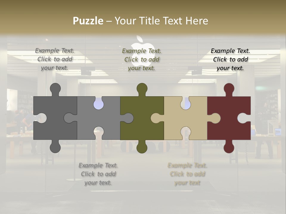 A Group Of People Standing Inside Of An Apple Store PowerPoint Template