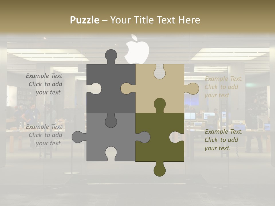 A Group Of People Standing Inside Of An Apple Store PowerPoint Template