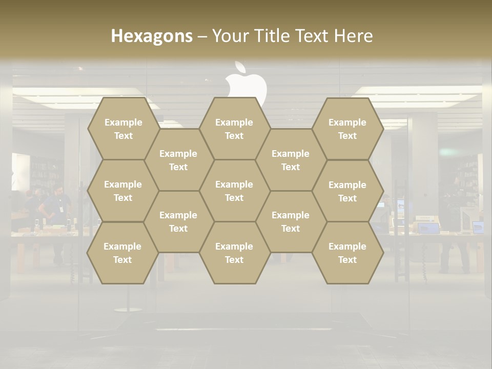 A Group Of People Standing Inside Of An Apple Store PowerPoint Template