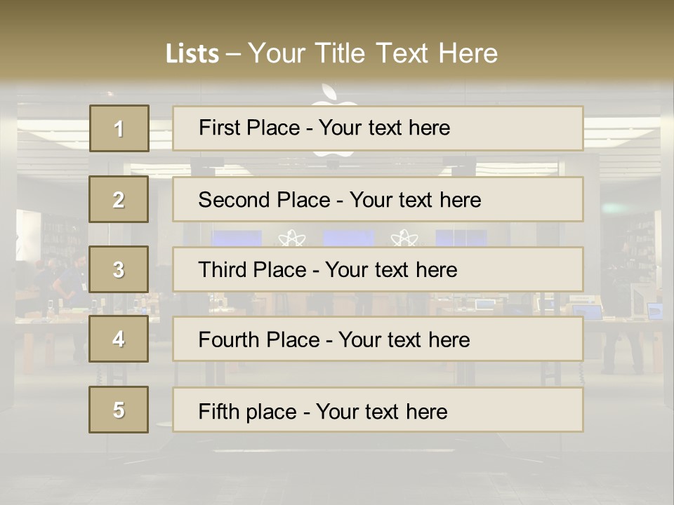 A Group Of People Standing Inside Of An Apple Store PowerPoint Template