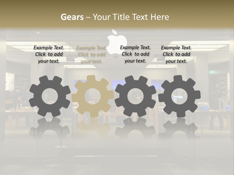 A Group Of People Standing Inside Of An Apple Store PowerPoint Template