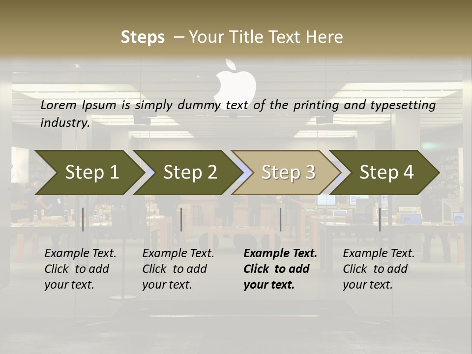 A Group Of People Standing Inside Of An Apple Store PowerPoint Template