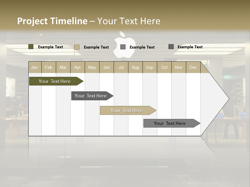 A Group Of People Standing Inside Of An Apple Store PowerPoint Template