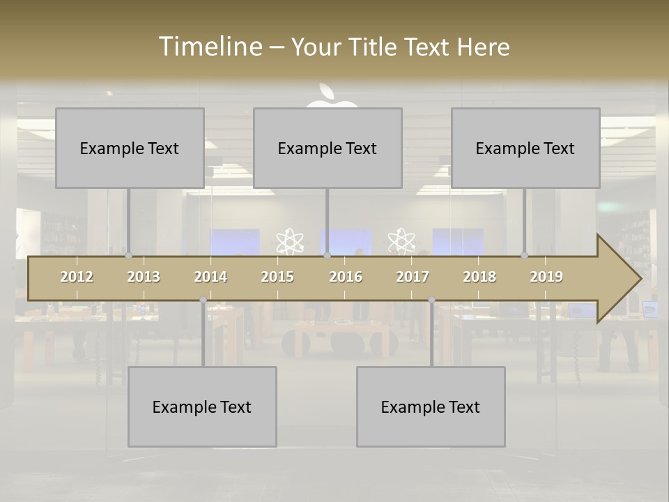 A Group Of People Standing Inside Of An Apple Store PowerPoint Template