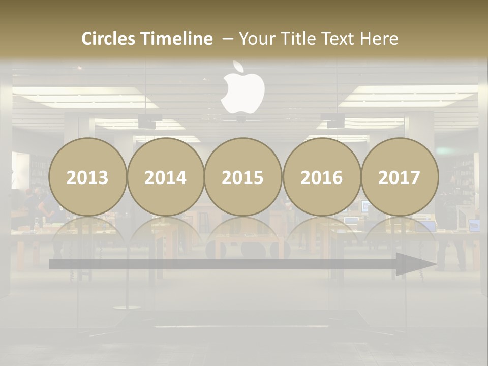 A Group Of People Standing Inside Of An Apple Store PowerPoint Template