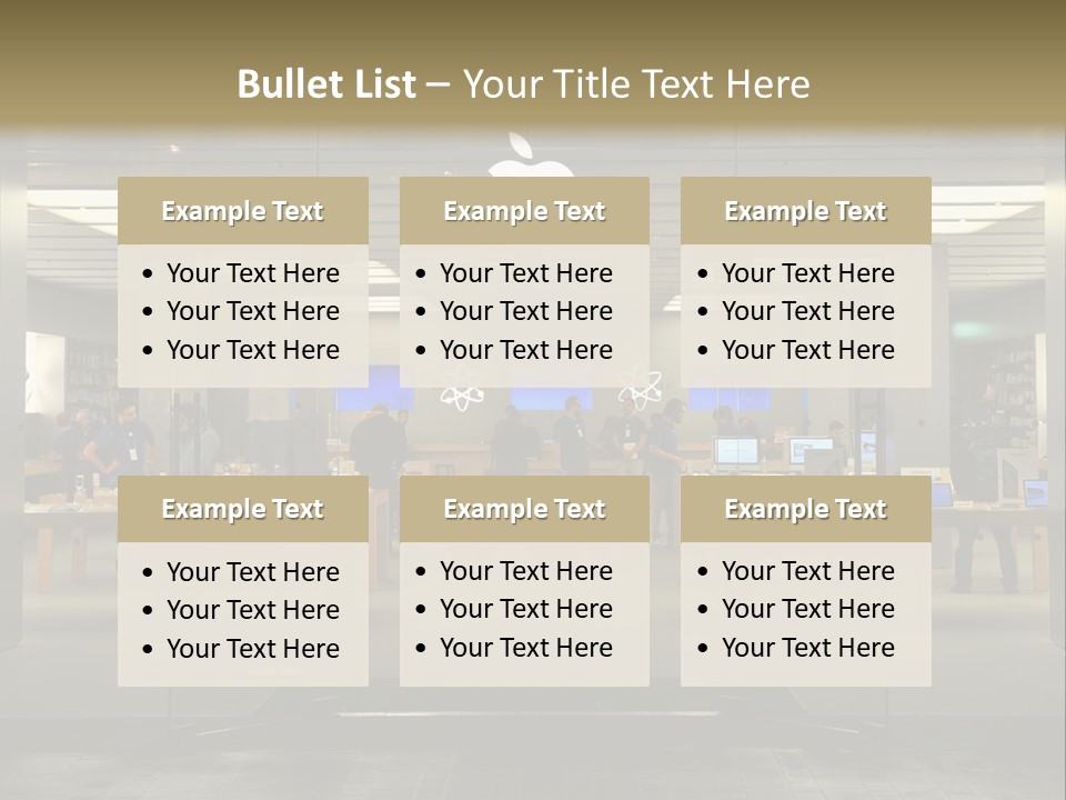 A Group Of People Standing Inside Of An Apple Store PowerPoint Template