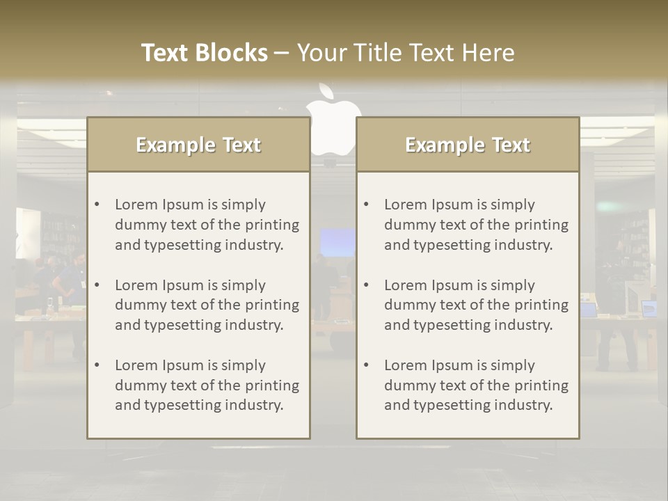 A Group Of People Standing Inside Of An Apple Store PowerPoint Template