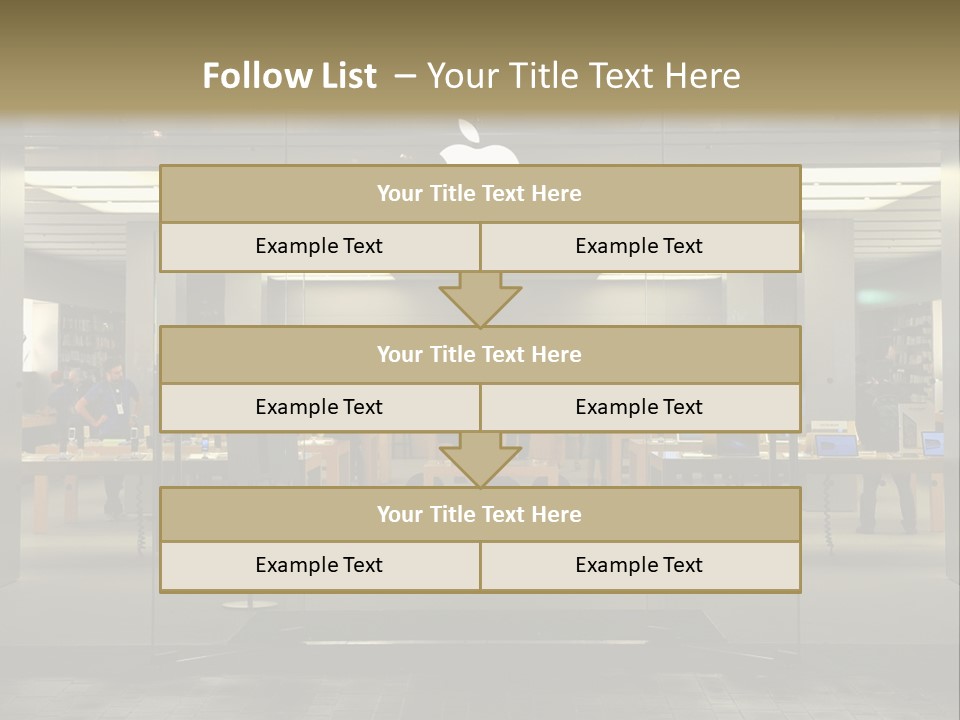 A Group Of People Standing Inside Of An Apple Store PowerPoint Template