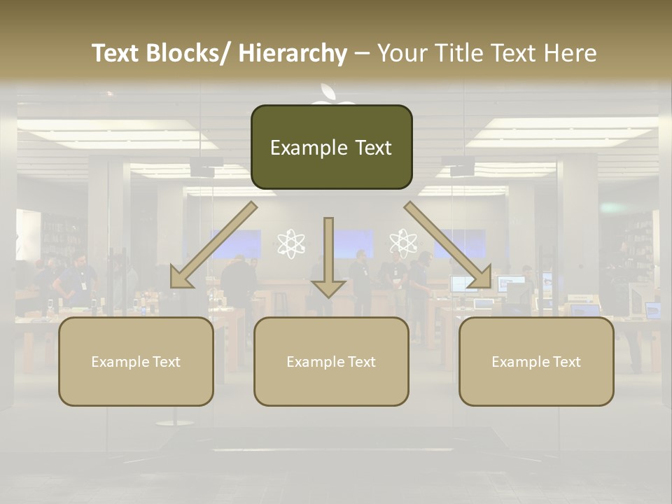 A Group Of People Standing Inside Of An Apple Store PowerPoint Template