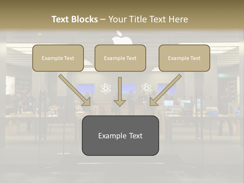 A Group Of People Standing Inside Of An Apple Store PowerPoint Template