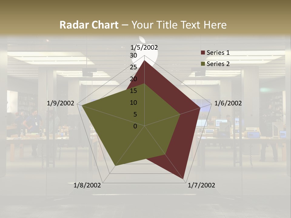 A Group Of People Standing Inside Of An Apple Store PowerPoint Template