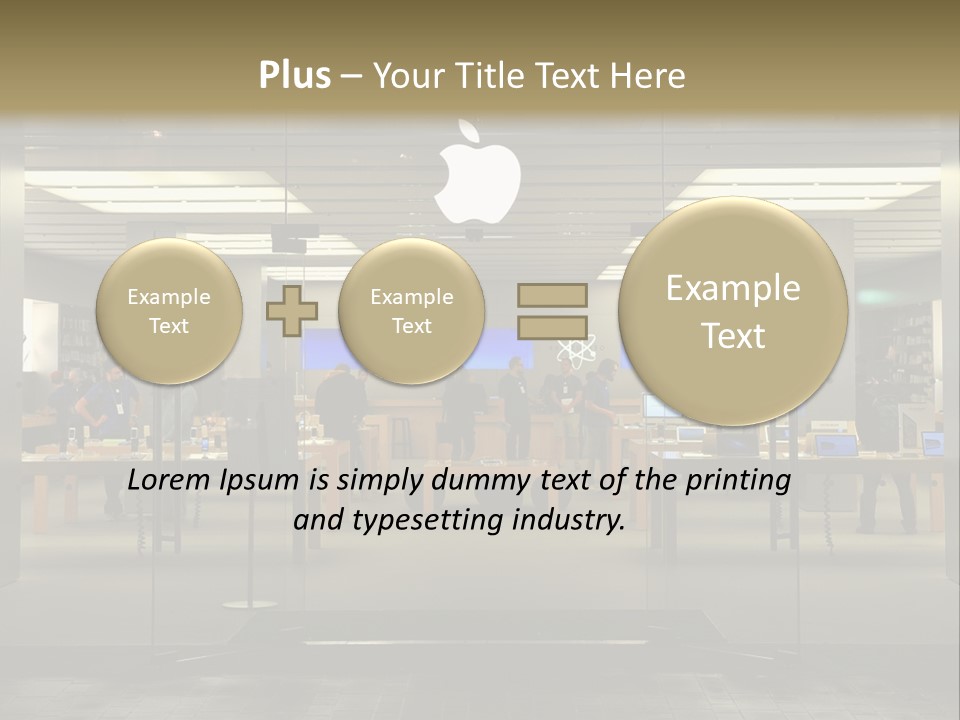 A Group Of People Standing Inside Of An Apple Store PowerPoint Template