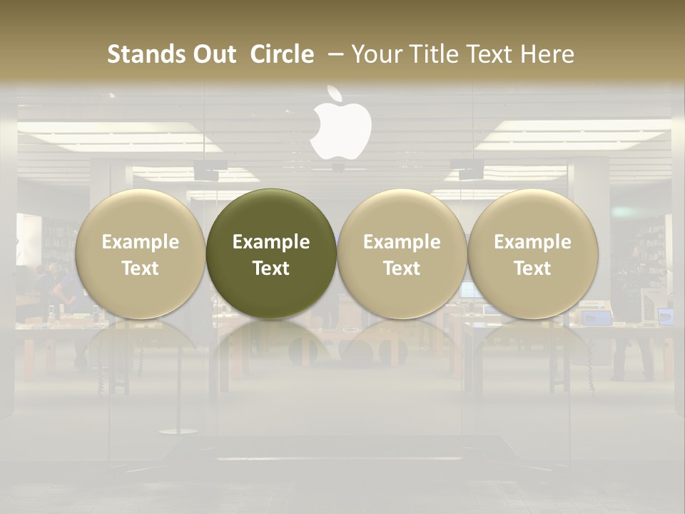 A Group Of People Standing Inside Of An Apple Store PowerPoint Template