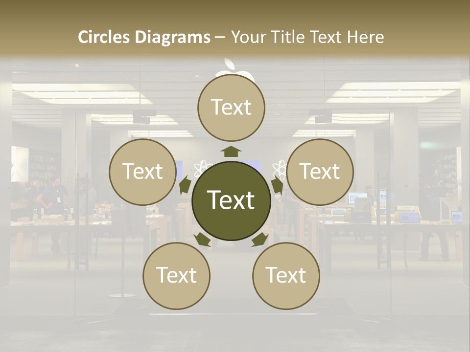 A Group Of People Standing Inside Of An Apple Store PowerPoint Template