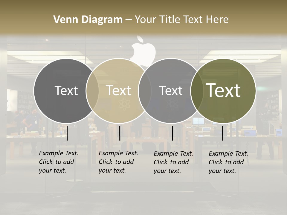 A Group Of People Standing Inside Of An Apple Store PowerPoint Template