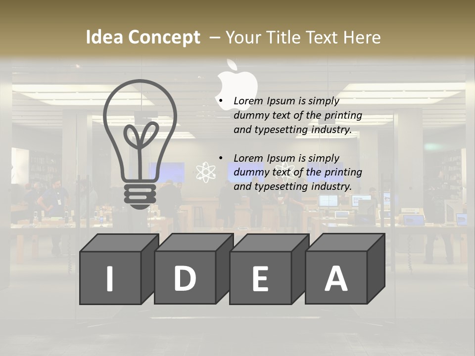 A Group Of People Standing Inside Of An Apple Store PowerPoint Template