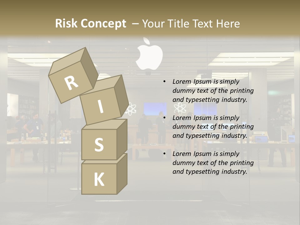 A Group Of People Standing Inside Of An Apple Store PowerPoint Template